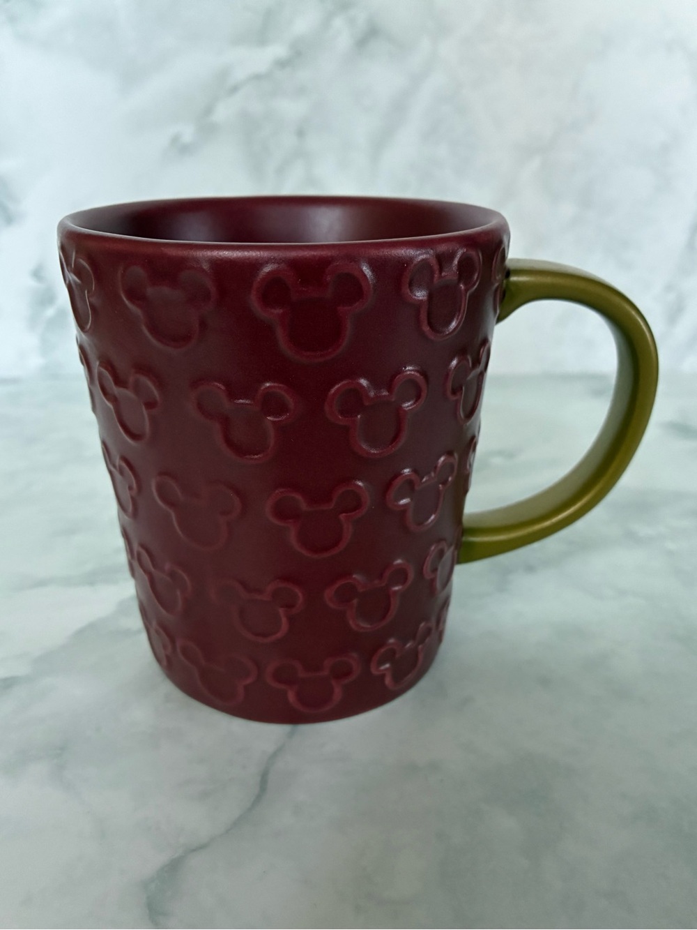 Disney Parks Merry Mickey Mouse Deep Red Icon Holiday Coffee Mug